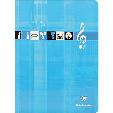 CLAIREFONTAINE Cahier Piqûre Vernis Musique et Chant 24x32 48 pages 90g séyès + portées Bleu ou Rouge