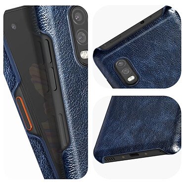 Avizar Coque pour Samsung Galaxy Xcover Pro Polycarbonate Rigide Aspect Cuir  Bleu nuit pas cher