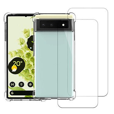 Acheter Evetane Coque Google Pixel 6 Antichoc coins renforcés Silicone + 2 Vitres en verre trempé Protection écran