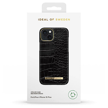 iDeal of Sweden Coque pour iPhone 15 Plus Luxe Ultra fine Black Croco Noir pas cher