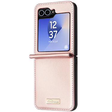 Acheter Avizar Coque pour Samsung Galaxy Z Flip 6 Dos Cuir Vegan Intérieur Rigide Rose Champagne