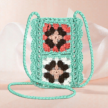 Acheter Avizar Sac Bandoulière pour Téléphone Tissé Creux Motifs Colorés  Turquoise