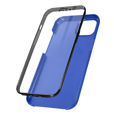 Avizar Coque iPhone 13 Mini Arrière Rigide bleu et Avant Souple Transparent