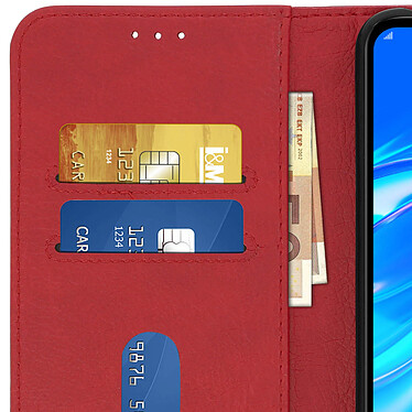 Avizar Étui Huawei Y7 2019 Espace de rangements Fonction Stand Flip Book Cover Rouge pas cher