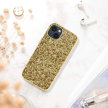 Acheter Avizar Coque iPhone 13 Mini Design Paillettes Rigide Finition Relief Antidérapante Doré