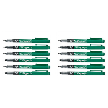 PILOT Stylo feutre V Sign Pen pointe moyenne 0,6 mm Vert x 12