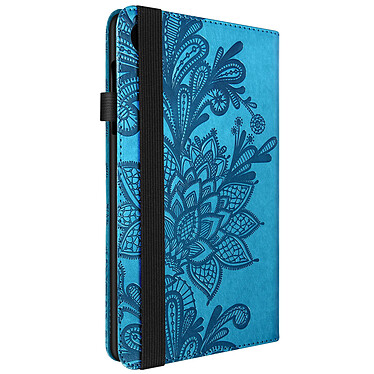 Avizar Étui Portefeuille  pour Lenovo Tab M8 Gen 4 avec Fermeture Élastique et Motif Floral Bleu