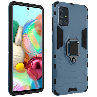 Avizar Coque Samsung Galaxy A51 Bi-matière Bague Support Vidéo bleu gris