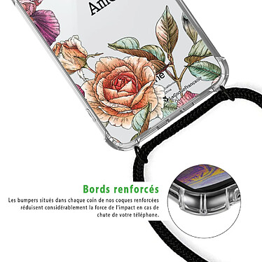 Acheter LaCoqueFrançaise Coque cordon iPhone 7/8/ iPhone SE 2020 noir Dessin Amour en fleurs