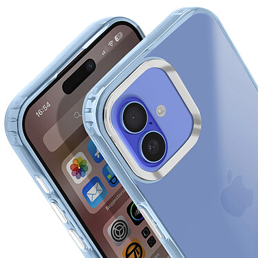 Acheter Avizar Coque pour iPhone 16 Souple Finition Fumée Contour Caméra Métallisé Bleu Pâle