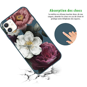 Avis LaCoqueFrançaise Coque iPhone 11 Silicone Liquide Douce bleu nuit Fleurs roses