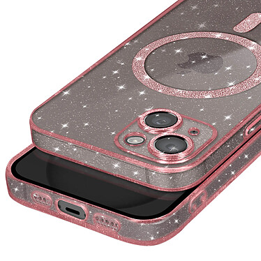 Avis Avizar Coque MagSafe pour iPhone 15 Silicone Pailleté Rose Champagne