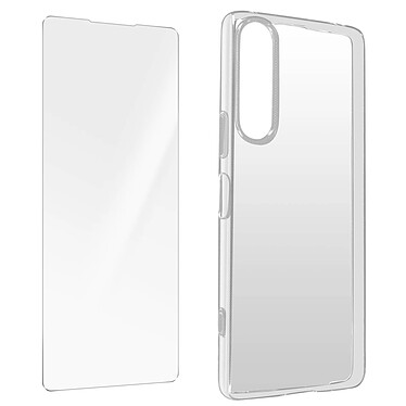 Avizar Coque pour Sony Xperia 5 IV Silicone Souple et Film Verre Trempé 9H  transparent