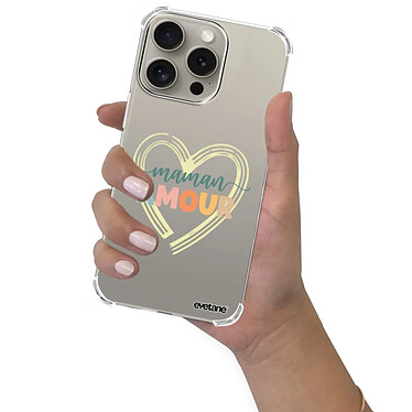 Evetane Coque iPhone 15 Pro Max Silicone antichocs Solides coins renforcés  transparente Motif Maman d'amour pas cher