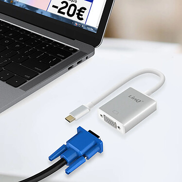 LinQ Adaptateur Vidéo USB type C Mâle vers VGA Hub Vidéo  Argent pas cher