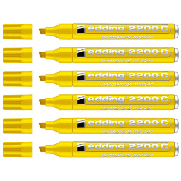 EDDING Marqueur Permanent 2200 C Corps Alu Jaune Pointe Biseautée 1-5 mm x 6