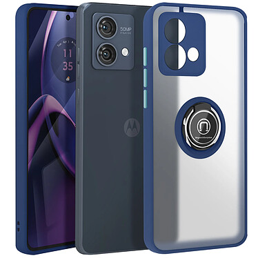 Avizar Coque pour Motorola Moto G84 Bague Métallique Support Vidéo Bleu Nuit