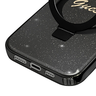 Guess Coque MagSafe pour iPhone 15 Pro Max Paillette Bords Surélevés Noir pas cher