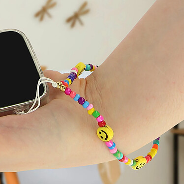 Acheter Avizar Bijou de Téléphone Bracelet Smiley et perles multicolores Collection Smile