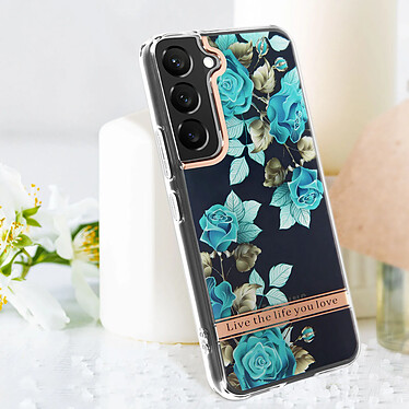 Avis Avizar Coque Samsung Galaxy S22 Dos Rigide Contour Souple Design Fleurs Turquoises