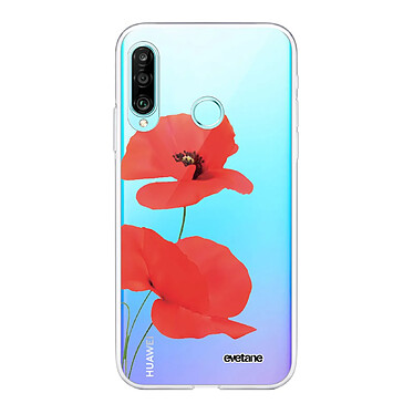 Evetane Coque Huawei P30 Lite/ P30 Lite XL 360 intégrale transparente Motif Coquelicot Tendance