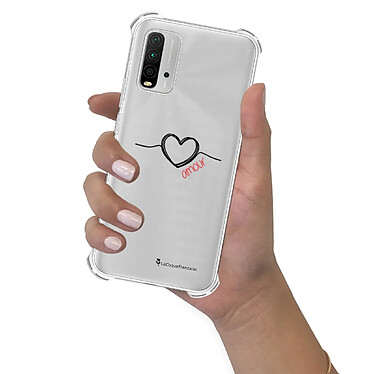 LaCoqueFrançaise Coque Xiaomi Redmi 9T Silicone antichocs Solides coins renforcés  transparente Motif Coeur Noir Amour pas cher