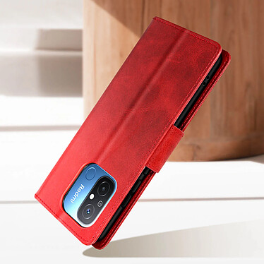 Avizar Étui Portefeuille Rouge  pour Xiaomi Redmi 12C, série Bara Soft Leather pas cher