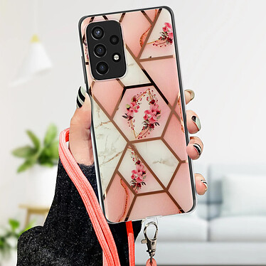 Avis Avizar Coque Samsung Galaxy A72 Motif géométrique Cordon Amovible rose