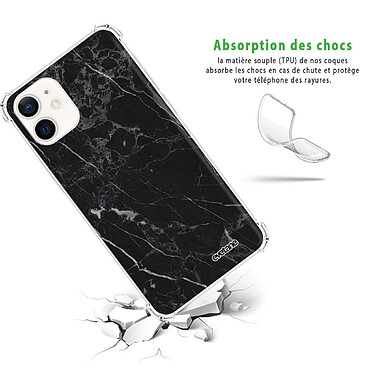 Avis Evetane Coque iPhone 12 mini anti-choc souple angles renforcés transparente Motif Marbre noir