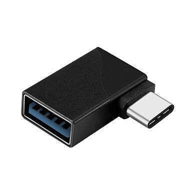 Avizar Adaptateur USB-A Femelle vers USB-C Mâle Prise Coudée 90° Ultra-compact Noir