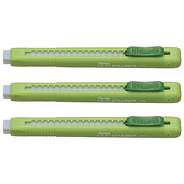 PENTEL Stylo gomme CLIC ERASER, Corps Vert Clair x 3