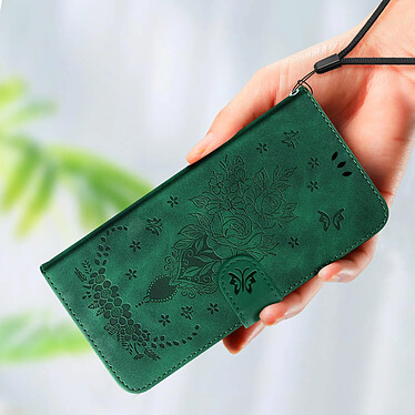 Avis Avizar Étui Portefeuille pour Xiaomi Redmi 12C, Simili Cuir Motif Papillon Floral Vert