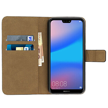 Avizar Étui Huawei P20 Lite Housse cuir portefeuille clapet coque silicone noir pas cher