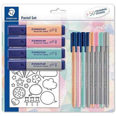 STAEDTLER Set d'écriture pastel, avec 50 gommettes à colorer