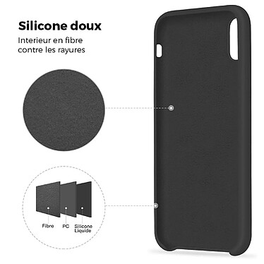 Evetane Coque iPhone X/XS Silicone liquide Noire + 2 Vitres en Verre trempé Protection écran Antichocs pas cher