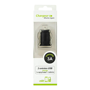 Avizar Chargeur Voiture Allume Cigare Smartphone et Tablette 2 Ports USB 3A  Noir pas cher