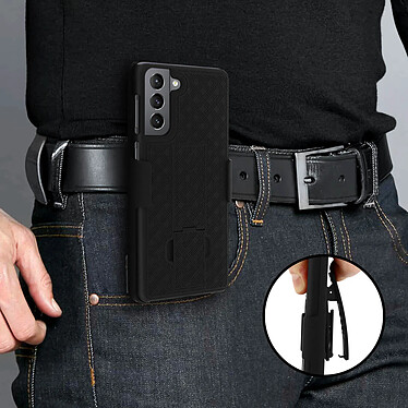 Acheter Avizar Coque Galaxy S21 Clip ceinture Rotatif à 180° Béquille support - Noir