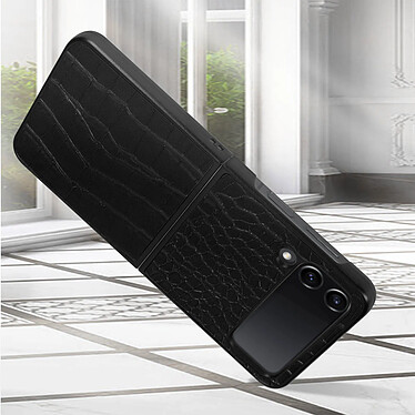 Avis Avizar Coque pour Samsung Z Flip 4 Cuir Texture Croco Série Crocs Wild  Noir