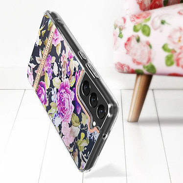 Acheter Avizar Coque Samsung Galaxy S22 Dos Rigide Contour Souple Design Fleurs Violettes