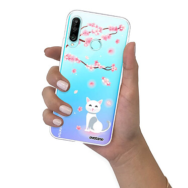 Evetane Coque Huawei P30 Lite/ P30 Lite XL 360 intégrale transparente Motif Chat et Fleurs Tendance pas cher