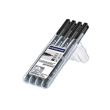 STAEDTLER Etui lot de 4 Lumocolor Marqueur permanent 313S/318F/317M/314B Noir