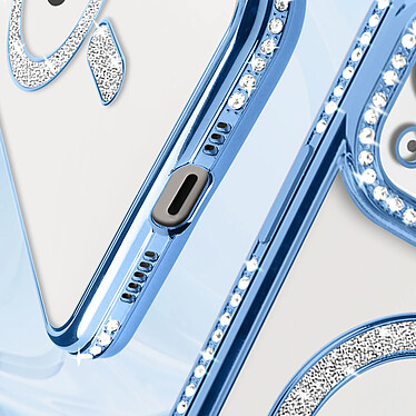 Acheter Avizar Coque Diamant pour iPhone 14 Protection MagSafe Contour Strass Bleu Clair