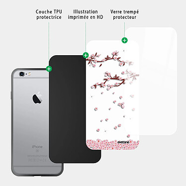 Acheter Evetane Coque en verre trempé iPhone 6/6S Chute De Fleurs