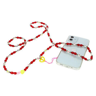 Avizar Bijou de Téléphone à Perles Ovales et Lettres 110cm Collection Perla Multicolore