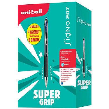 UNI-BALL Stylo roller encre gel SIGNO 207, VALUE PACK, bleu