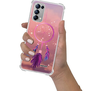 Evetane Coque OPPO Find X3 Lite Silicone antichocs Solides coins renforcés  transparente Motif Attrape rêve rose pas cher