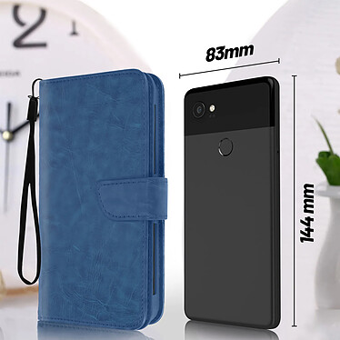 Avis Avizar Etui pour Smartphone 5,3 à 5,5 pouces Clapet Portefeuille Multi Rangements Caméra Slide  bleu