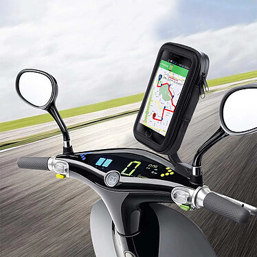 Avis Avizar Support Moto / Scooter Smartphone Fixation Rétroviseur Housse Imperméable Noir