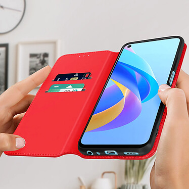 Avis Avizar Housse pour Oppo A76, A96 et Realme 9i Clapet Portefeuille Fonction Support Vidéo  rouge