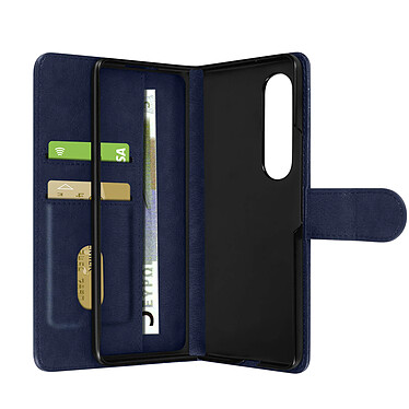 Avizar Coque pour Samsung Galaxy Z Fold 4 Clapet Portefeuille Languette Magnétique  bleu nuit